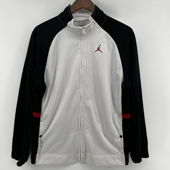 Vtg 90’s Air Jordan Jumpman Full Zip Basketball Jacket Youth L (16/18) Black Red - Picture 1 of 14